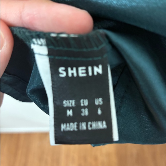 SHEIN Dark Green Satin Blouse - Picture 2 of 3